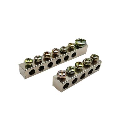 Terminal de parafusos de PCB de barra de transmissão neutra de cobre 100A 2-8 Polar de estanho revestido com trilho DIN montado