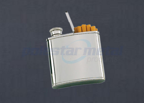 2 personalizados em 1 suporte anca gravado de aço inoxidável da garrafa/cigarro
